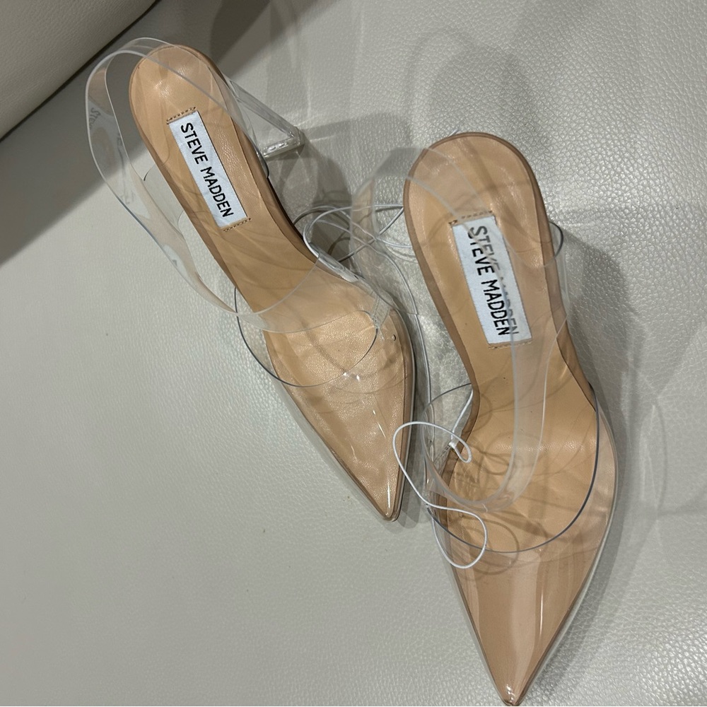 ⬇️ PRICE ⬇️ STEVE MADDEN • Clear Sling Back Heels • 7 M - Picture 2 of 9
